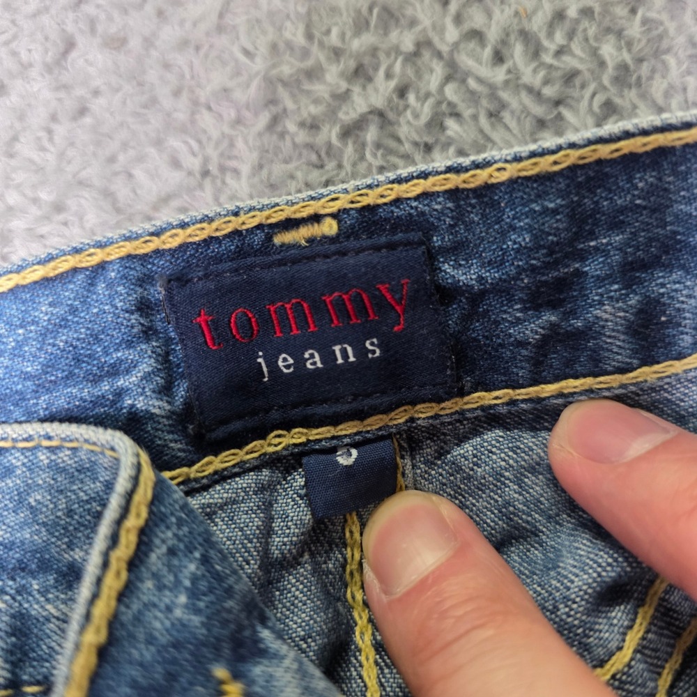 Tommy Hilfiger Womens 5 Denim Shorts Blue Vintage 90s Embroidered Logo Wash - Picture 4 of 9